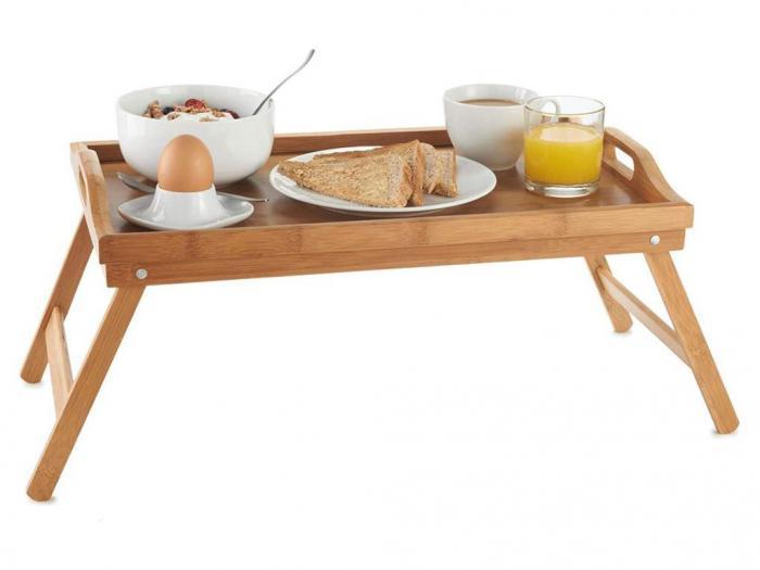 Поднос-столик с ручками для завтрака в постель кровать бамбуковый деревянный складной сервировочный N52 - фото 1 - id-p220021686
