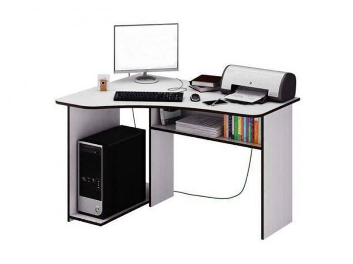 Угловой компьютерный письменный стол VS46 белый для учебы школьника студента подростка с тумбой - фото 1 - id-p220021706