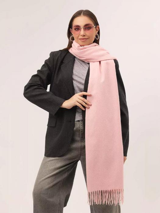 Шарф женский зимний теплый палантин платок шарфик кашемировый большой розовый на голову длинный модный - фото 6 - id-p220114902