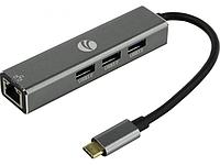 Хаб VCOM Type-C - RJ-45/3xUSB3.0 Aluminum Shell DH311A