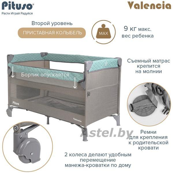 Манеж-кровать Pituso Valencia Mint grey Мятно-серый / BS02-2-Mint grey - фото 4 - id-p220159968