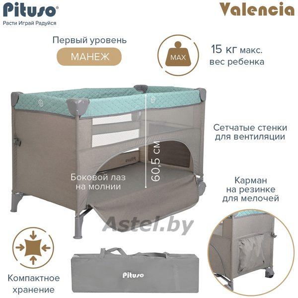 Манеж-кровать Pituso Valencia Mint grey Мятно-серый / BS02-2-Mint grey - фото 5 - id-p220159968