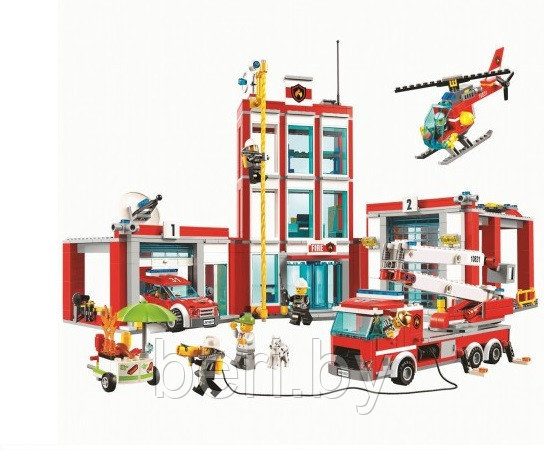 Конструктор CITIES Пожарная часть, 919 деталей, Bela (аналог Lego 60110) - фото 2 - id-p220160028