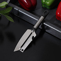 Шинковка, нож для нарезки, открывалка Доляна «Помощник», 3 в 1, 19,5 см (лезвие 9,8 см), цвет серебр