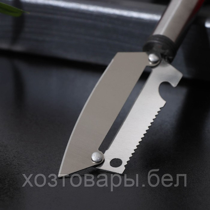 Шинковка, нож для нарезки, открывалка Доляна «Помощник», 3 в 1, 19,5 см (лезвие 9,8 см), цвет серебр - фото 2 - id-p220160071