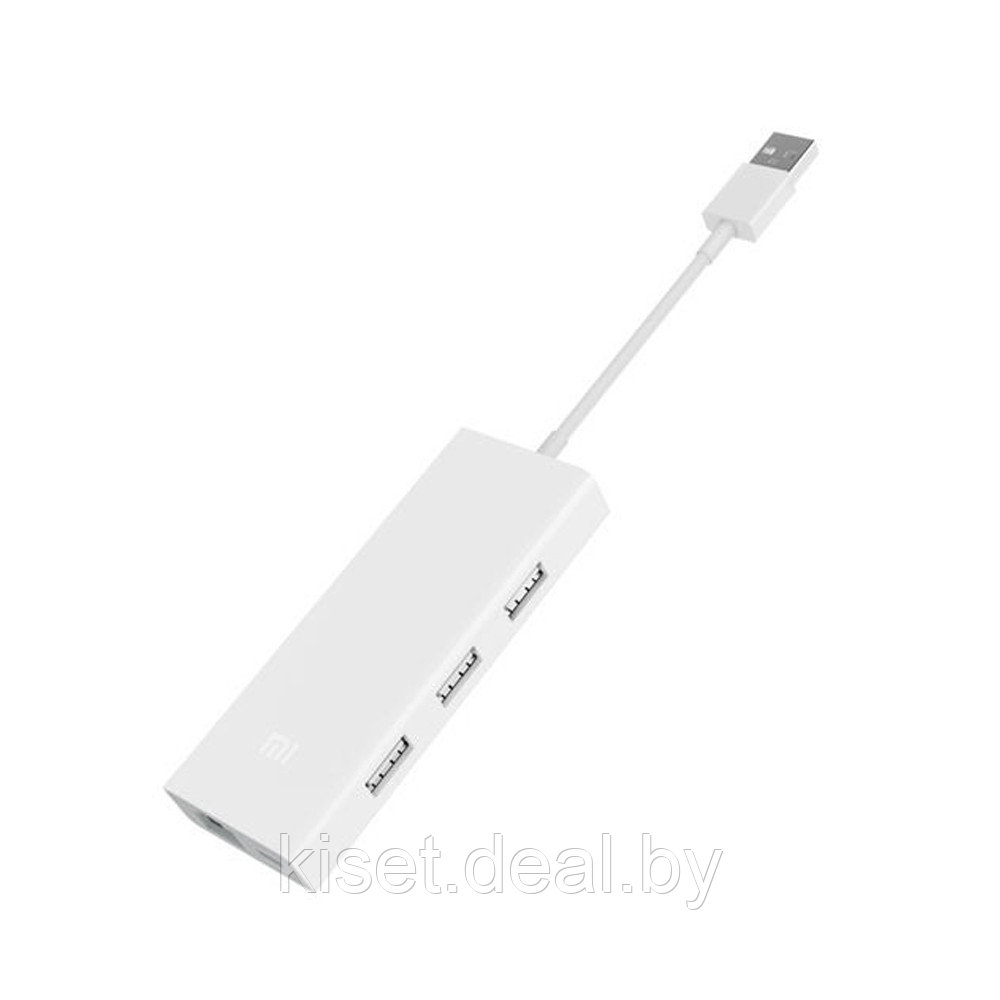USB-хаб Xiaomi JGQ4004TY USB3.0 - 3xUSB LAN microUSB белый - фото 1 - id-p220160465