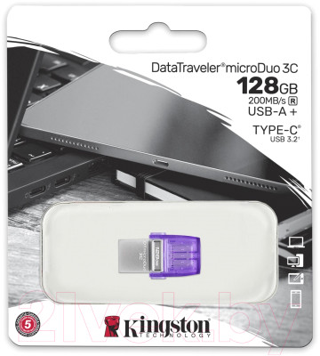 Usb flash накопитель Kingston Data Traveler MicroDuo 128Gb (DTDUO3CG3/128GB) - фото 3 - id-p220162514
