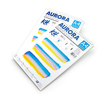 Блок для акварели Aurora, холодное прессование, A4, 12 листов, 300 г/м2, целлюлоза 100%, (на спирали)