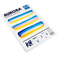 Планшет для акварели Aurora, холодное прессование, A4, 300 г/м2, 12 листов, целлюлоза 100%