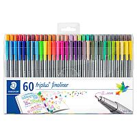 Набор ручек капиллярных Staedtler Triplus, трехгранные, 0,3 мм, 60 штук