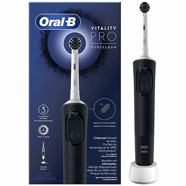 Электрическая зубная щетка Oral-B Vitality Pro D103.413.3 Precision Pure Clean Черный - фото 1 - id-p220169829