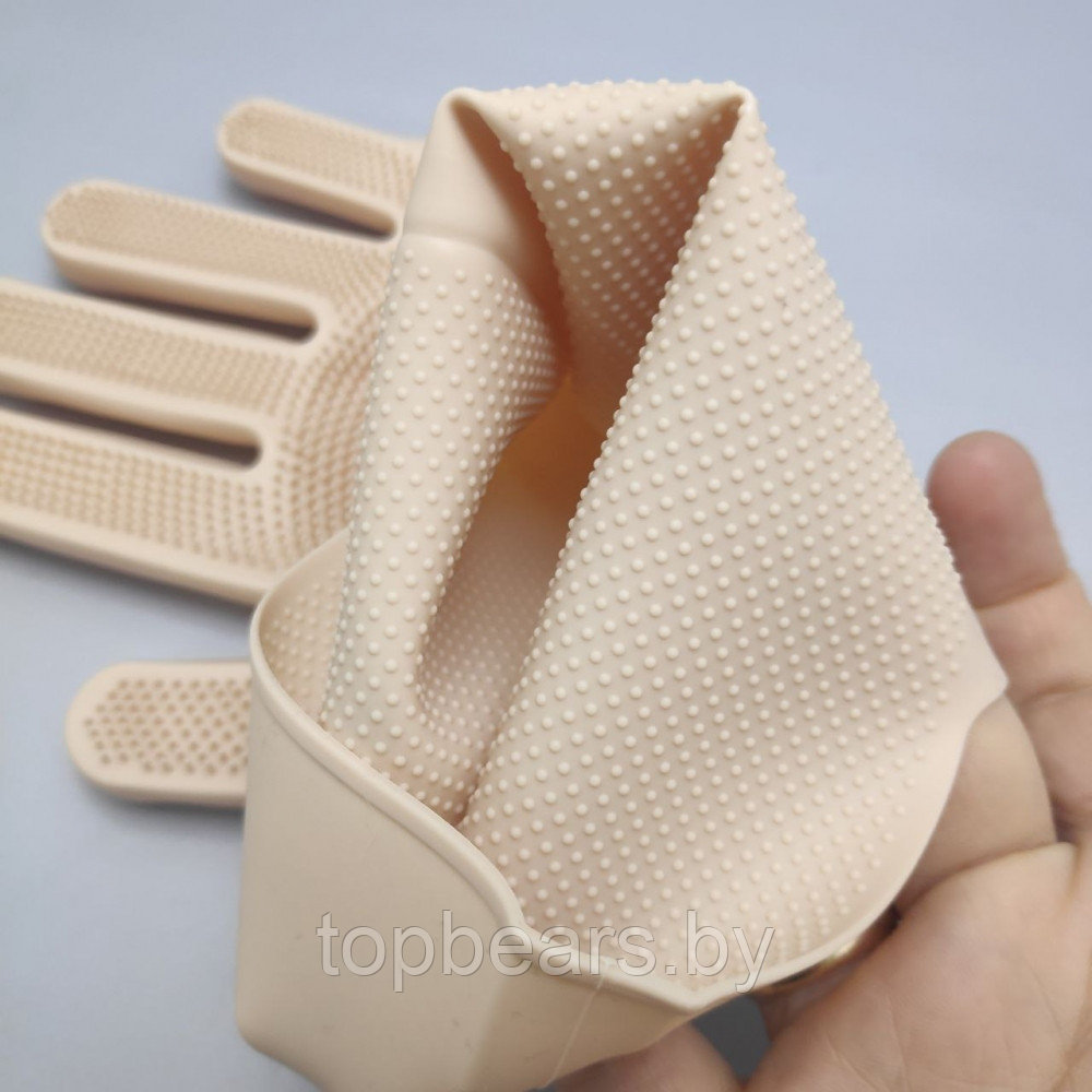 Перчатки хозяйственные резиновые с щетинками / Силиконовые перчатки для мытья посуды - фото 2 - id-p220173306