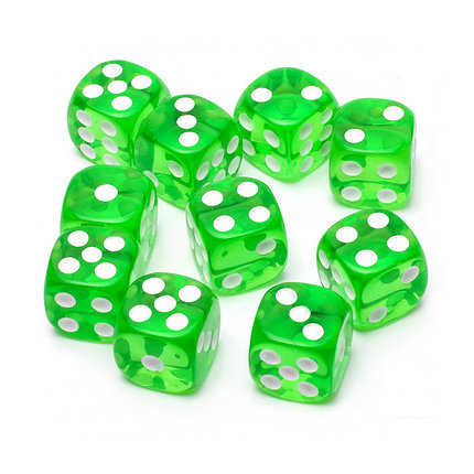Набор кубиков D6 STUFF PRO 10 шт., прозрачный зеленый, фото 2