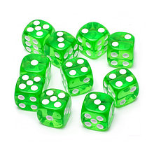 Набор кубиков D6 STUFF PRO 10 шт., прозрачный зеленый