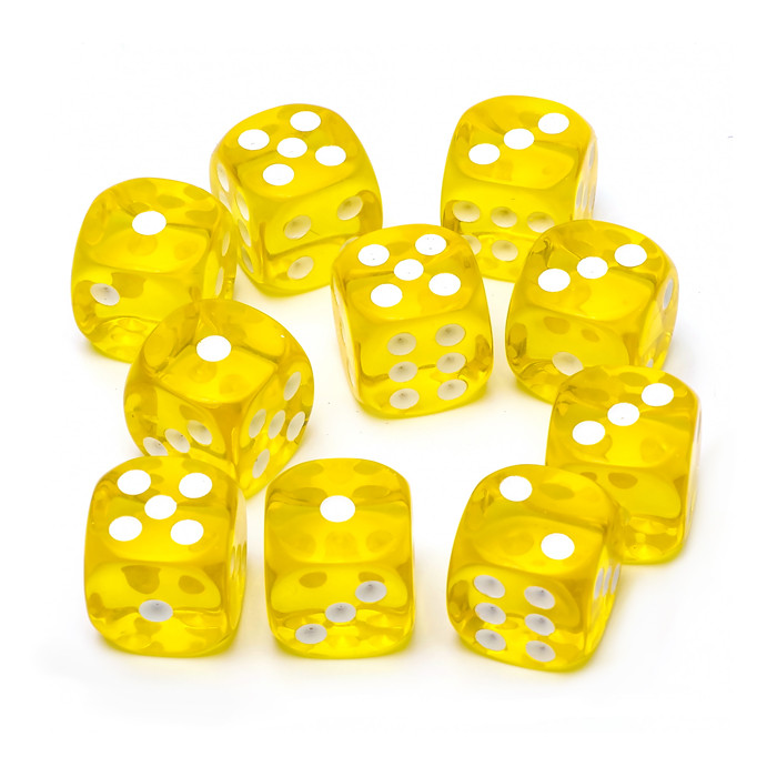 Набор кубиков D6 STUFF PRO 10 шт., прозрачный желтый - фото 1 - id-p220172373