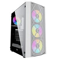 Powercase CMRMW-L4 Корпус Rhombus X4 White, Tempered Glass, Mesh, 4x 120mm 5-color LED fan, белый, ATX