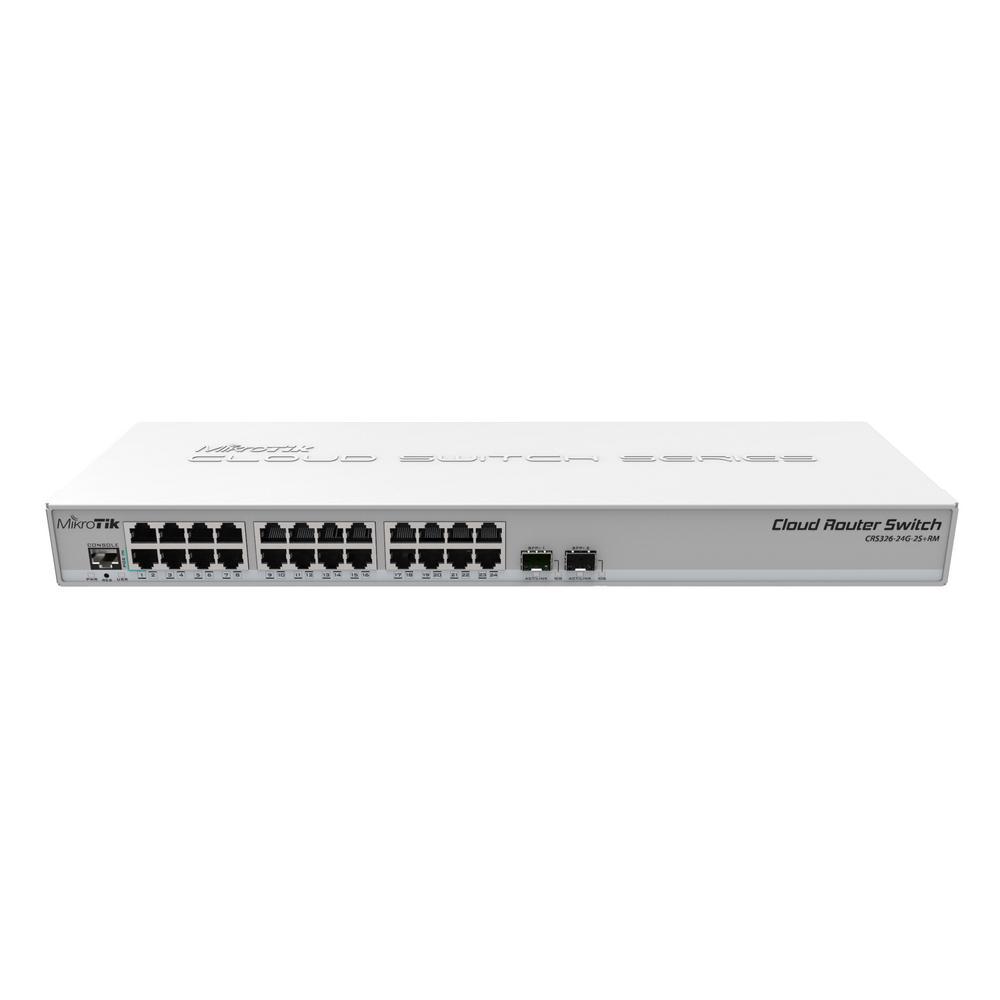 Коммутатор MikroTik CRS326-24G-2S+RM Cloud Router Switch 326-24G-2S+RM with RouterOS L5, 1U rackmount - фото 1 - id-p211886377