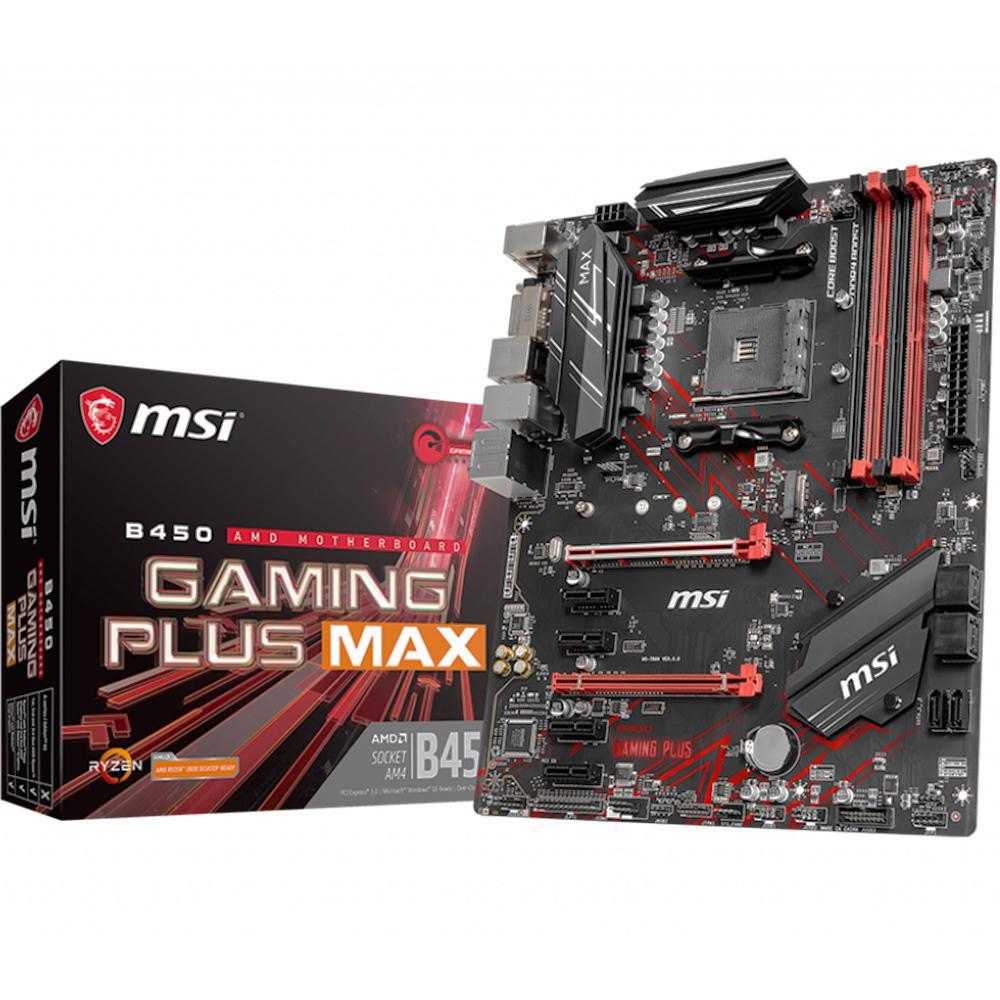 Материнская плата MSI B450 GAMING PLUS MAX Soc-AM4 AMD B450 4xDDR4 ATX AC`97 8ch(7.1) GbLAN RAID+DVI+HDMI - фото 1 - id-p203911804