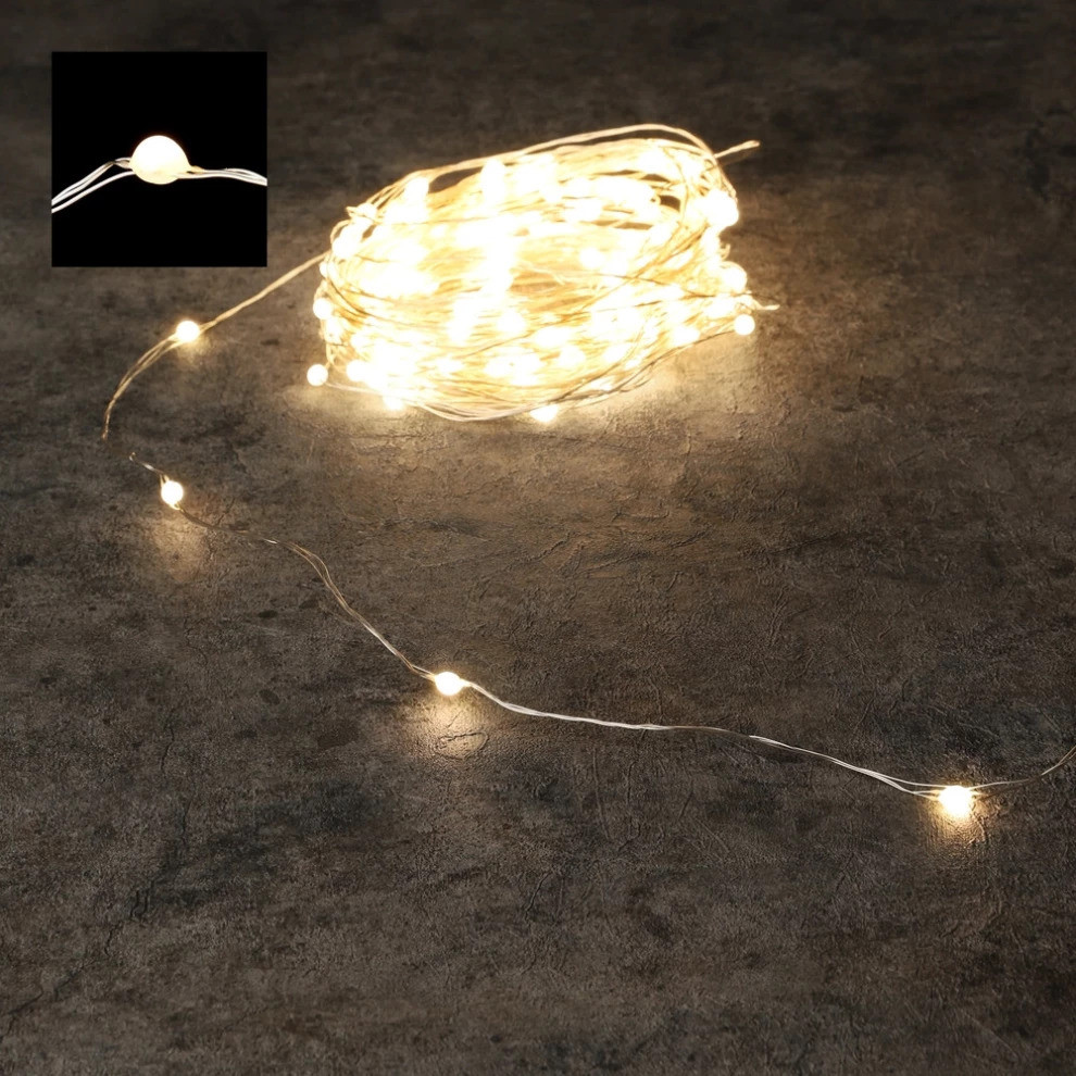 Гирлянда светодиодная String Light Роса 200 LED, 8 функций, 20 м (теплый белый, 87440) - фото 1 - id-p220171018