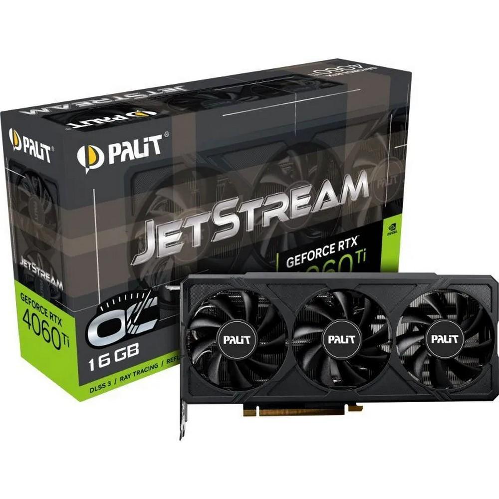 Видеокарта NVIDIA GeForce Palit RTX 4060Ti JETSTREAM OC (NE6406TU19T1-1061J) 16Gb GDDR6 HDMI+3xDP RTL - фото 1 - id-p214275101