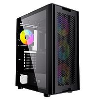 Корпус ATX Без БП Powercase Alisio X4B, Tempered Glass, 4x 120mm 5-color fan, чёрный, ATX (CAXB-L4)