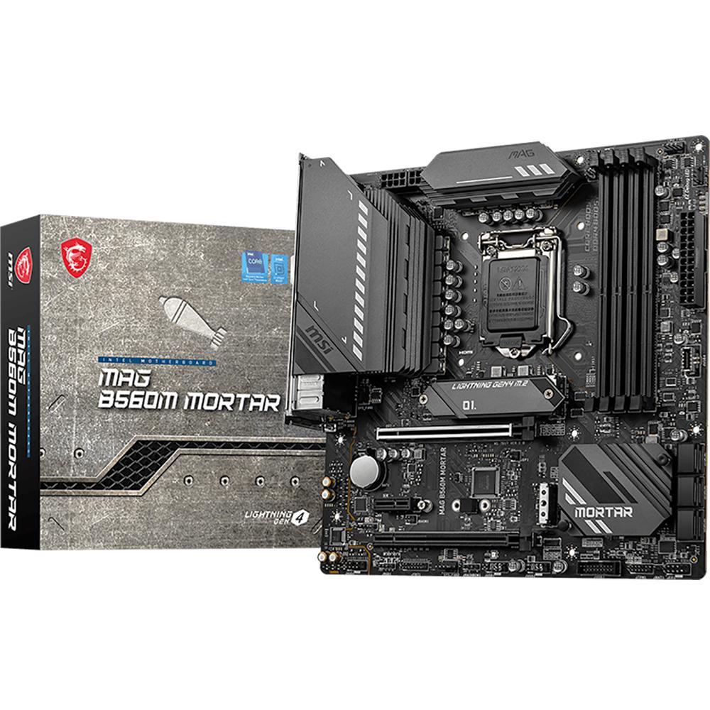 Материнская плата MSI MAG B560M MORTAR Soc-1200 (B560) PCI-E 4.0x16 2xPCI-Ex1 TPM 2xUltra M.2 2.5GbE LAN - фото 1 - id-p212733506