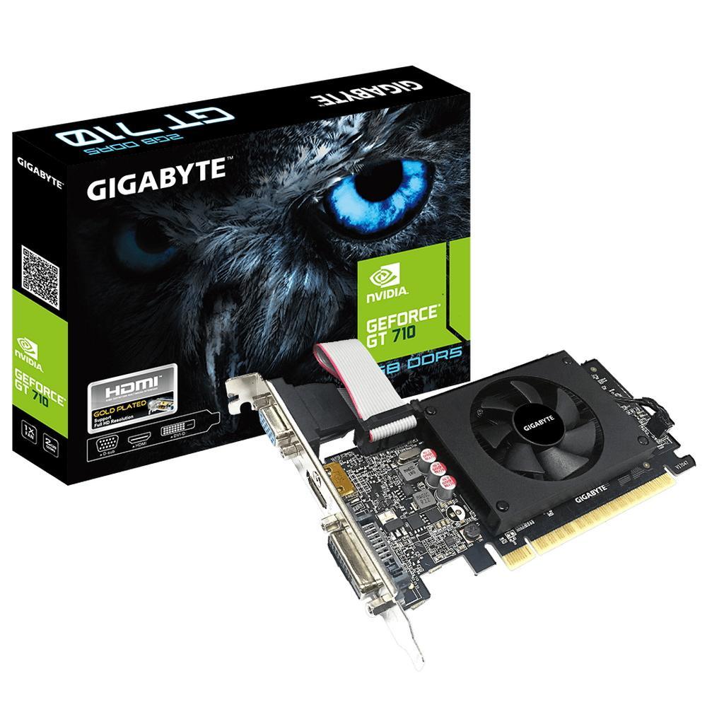 Видеокарта Gigabyte PCI-E GV-N710D5-2GIL NVIDIA GeForce GT 710 2048Mb 64 GDDR5 954/5010 DVIx1 HDMIx1 CRTx1 - фото 1 - id-p212722850