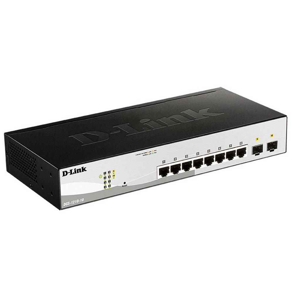 D-Link DGS-1210-10/F1A Настраиваемый коммутатор WebSmart с 8 портами 10/100/1000Base-T и 2 портами 1000Base-X - фото 1 - id-p211886385