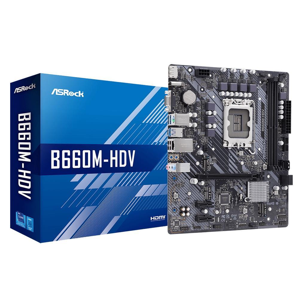 Материнская плата Asrock B660M-HDV Soc-1700 Intel B660 2xDDR4 ATX AC`97 8ch(7.1) GbLAN RAID+VGA+HDMI+DP - фото 1 - id-p212715060