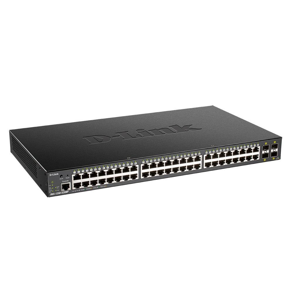 D-Link DGS-1250-52XMP/A1A Настраиваемый коммутатор 2 уровня с 48 портами 10/100/1000Base-T и 4 портами - фото 1 - id-p211966391