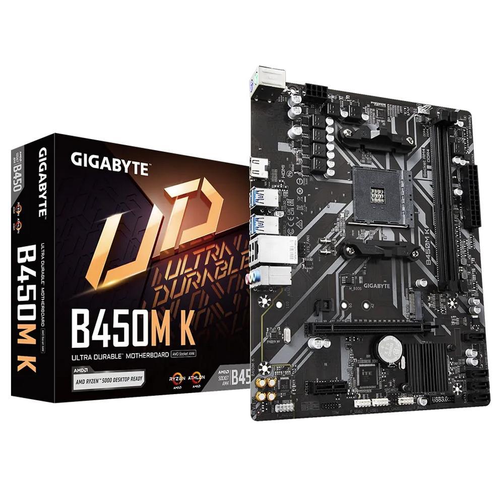 Материнская плата Gigabyte B450M K Soc-AM4 (B450) PCI-Ex16 PCI-Ex1 M.2 GbLAN RAID 0/1/10 HDMI 2xDDR4 3600MHz - фото 1 - id-p214263680