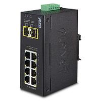 Коммутатор PLANET IGS-1020TF IP30 Industrial 8-Port 10/100/1000T + 2-Port 100/1000X SFP Ethernet Switch