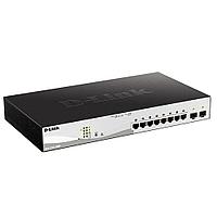 Коммутатор D-Link DGS-1210-10MP/FL1A, L2 Managed Switch with 8 10/100/1000Base-T ports and 2 1000Base-X SFP
