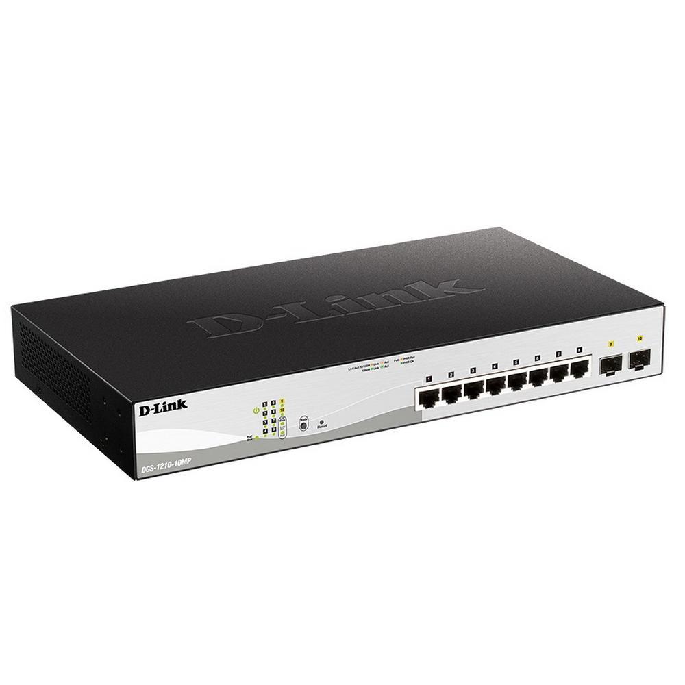 Коммутатор D-Link DGS-1210-10MP/FL1A, L2 Managed Switch with 8 10/100/1000Base-T ports and 2 1000Base-X SFP - фото 1 - id-p203907236