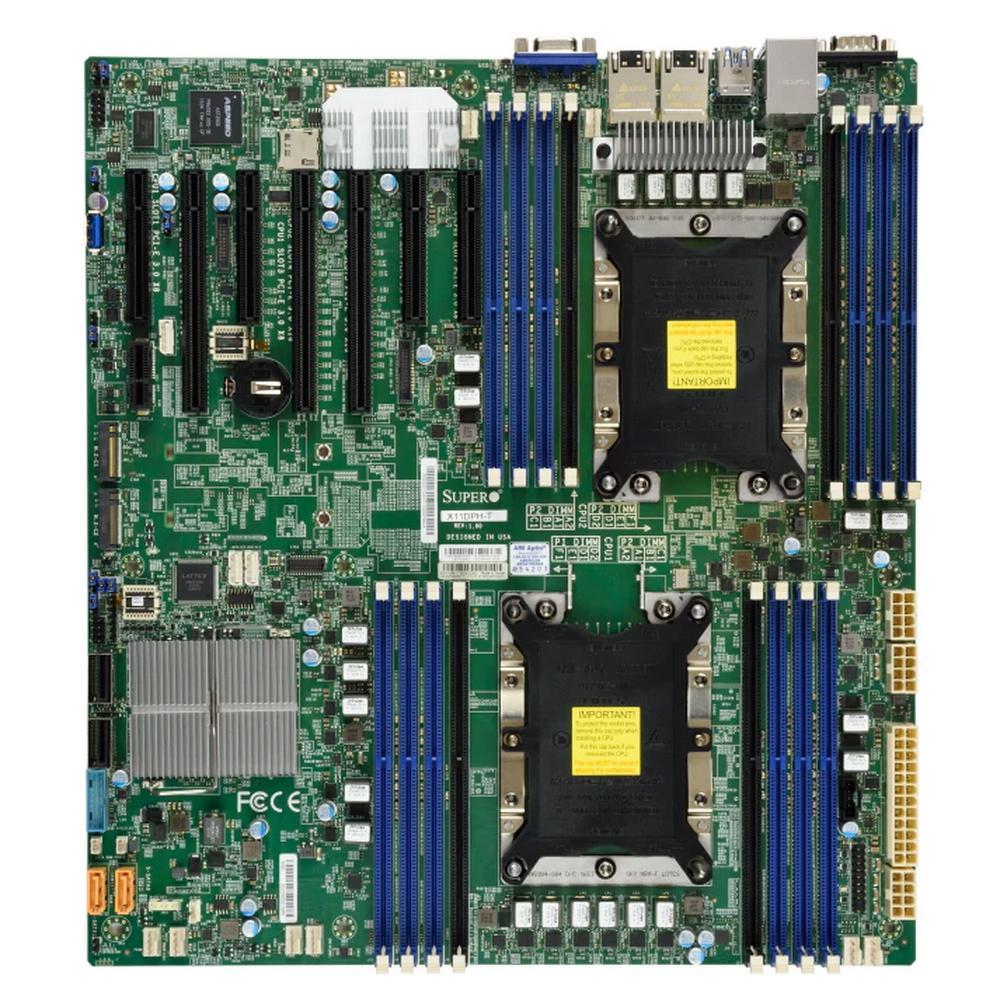 Мат. плата SuperMicro MBD-X11DPH-I-B Dual LGA3647 C621 3xPCI-E DSub 2xGbLAN SATA RAID E-ATX 16DDR4 - фото 1 - id-p211090230