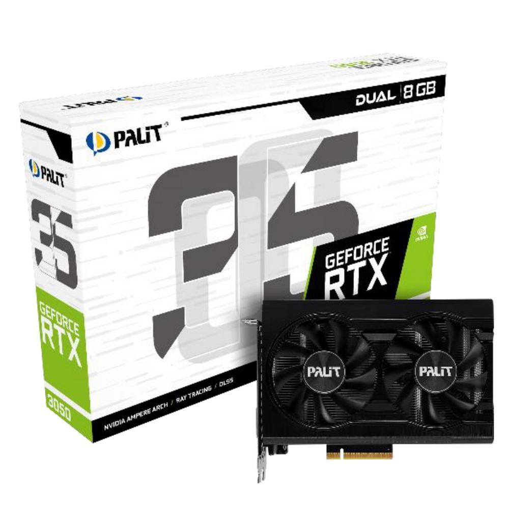 Видеокарта Palit PCI-E 4.0 PA-RTX3050 DUAL NVIDIA GeForce RTX 3050 8192Mb 128 GDDR6 1552/14000 HDMIx1 DPx3