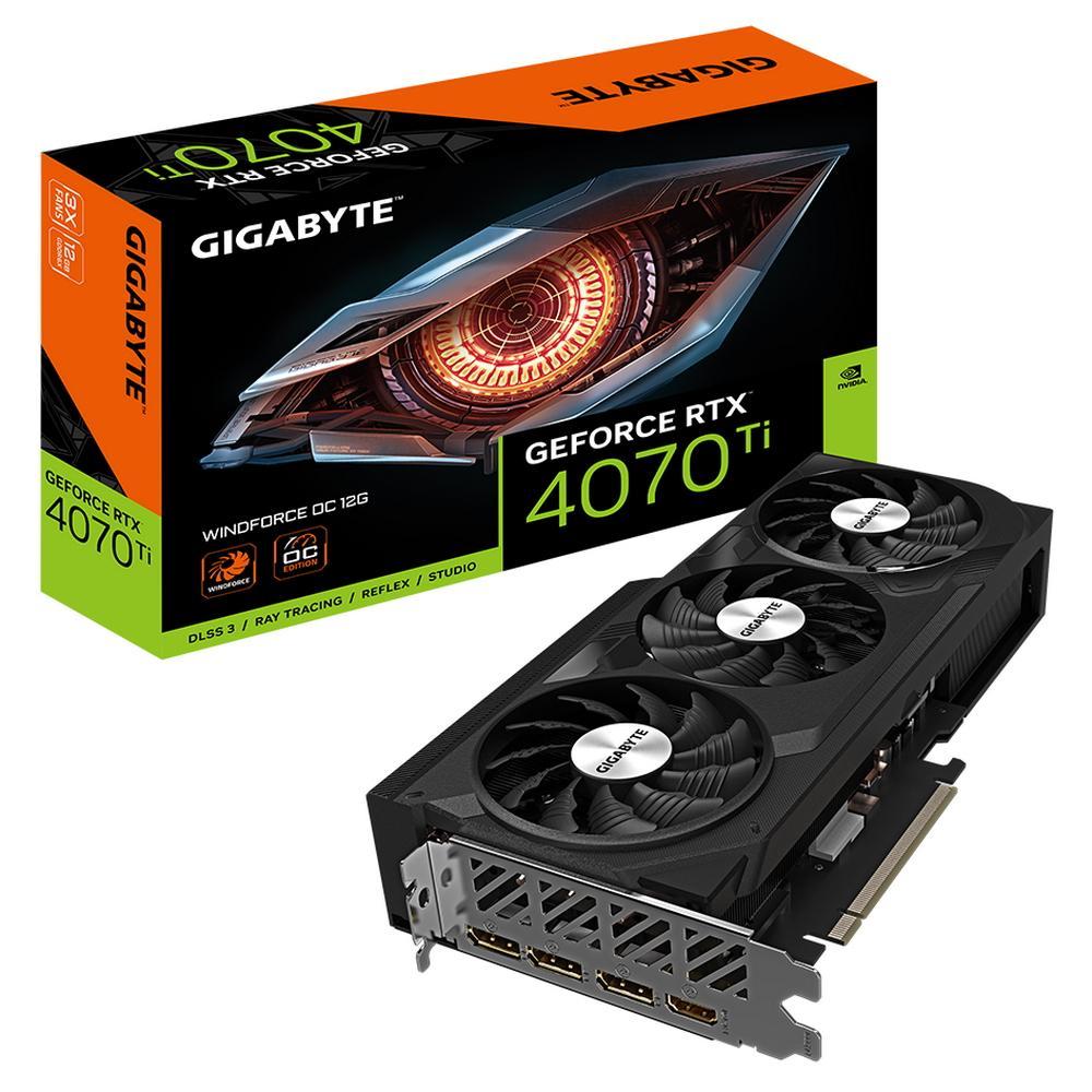 Видеокарта Gigabyte PCI-E 4.0 GV-N407TWF3OC-12GD NVIDIA GeForce RTX 4070TI 12288Mb 192 GDDR6X 2625/21000 - фото 1 - id-p214273388