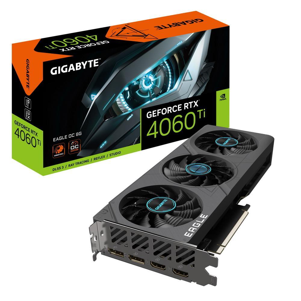 Видеокарта 8Gb PCI-E GDDR6 GIGABYTE GV-N406TEAGLE OC-8GD Rev1.0 (RTL) 2xHDMI+2xDP GeForce RTX4060Ti - фото 1 - id-p214273390