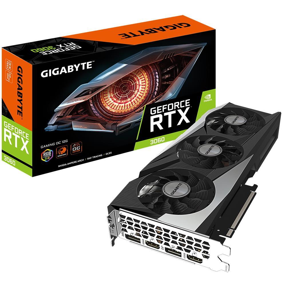 Видеокарта 12Gb PCI-E GDDR6 GIGABYTE GV-N3060GAMING OC-12GD Rev2.0 (RTL)2xHDMI+2xDP GeForce RTX3060 (309312) - фото 1 - id-p212710647