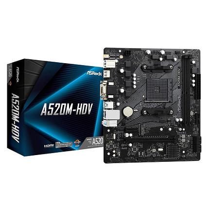 Материнская плата ASRock A520M-HDV Soc-AM4 (A520) 1xPCI-Ex16 1xPCI-Ex1 1xUltra M.2 2xDDR4 4733+Mhz, фото 2