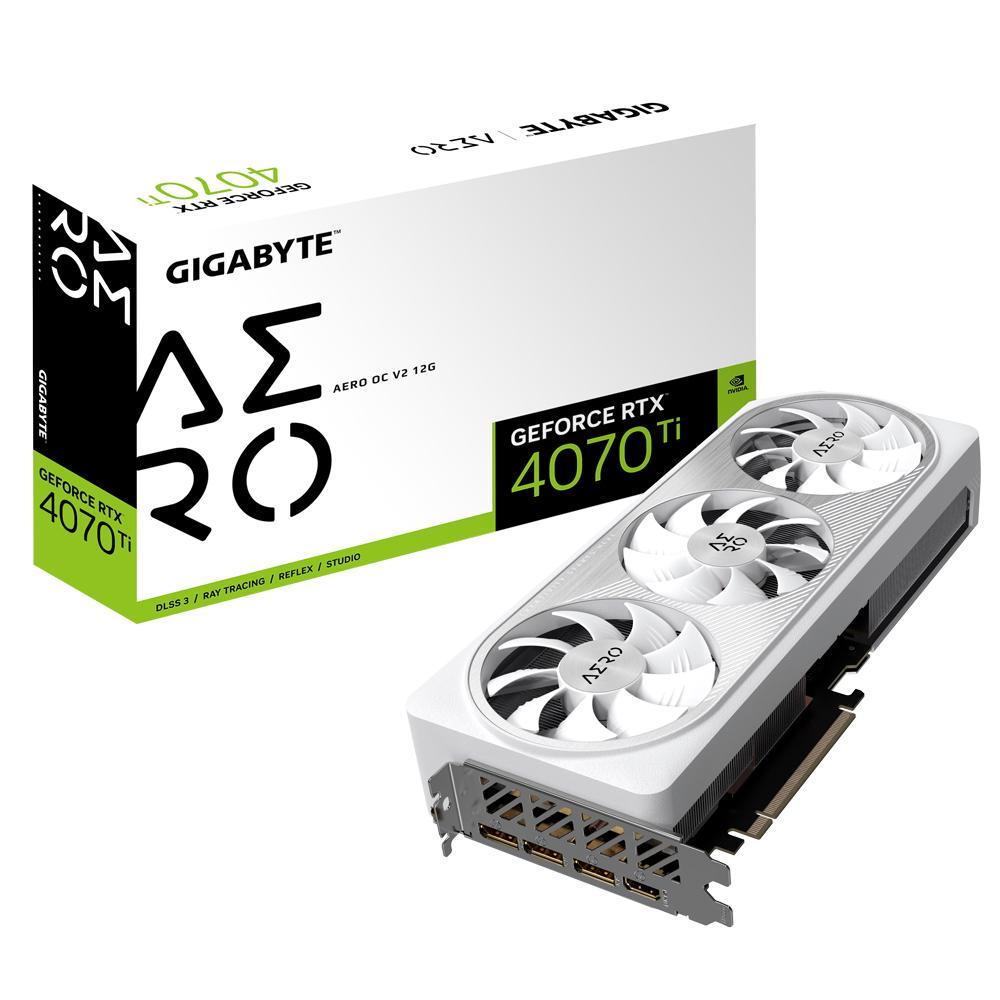 Видеокарта 12Gb PCI-E GDDR6X GIGABYTE GV-N407TAERO OCV2-12GD (RTL) HDMI+3xDP GeForce RTX4070Ti - фото 1 - id-p214273437