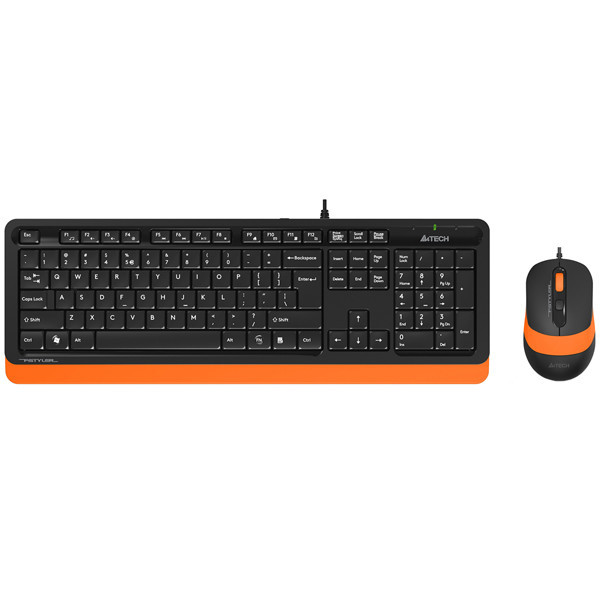 Клавиатура + мышь A4Tech Fstyler F1010 (черный/оранжевый) - фото 1 - id-p220173837