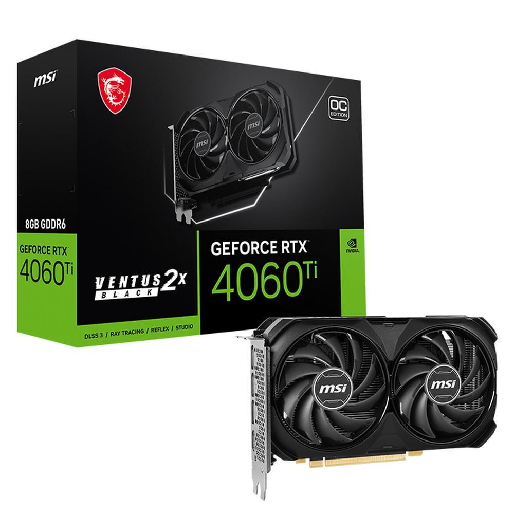 Видеокарта 8Gb PCI-E GDDR6 MSI RTX 4060 Ti VENTUS 2X BLACK 8G OC (RTL) HDMI+3xDP GeForce RTX4060Ti - фото 1 - id-p214273900