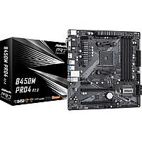 Материнская плата ASRock B450M PRO4 R2.0 (RTL) AM4 B450 2xPCI-E Dsub+DVI+HDMI GbLAN SATA RAID MicroATX 4DDR4