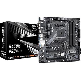 Материнская плата ASRock B450M PRO4 R2.0 (RTL) AM4 B450 2xPCI-E Dsub+DVI+HDMI GbLAN SATA RAID MicroATX 4DDR4