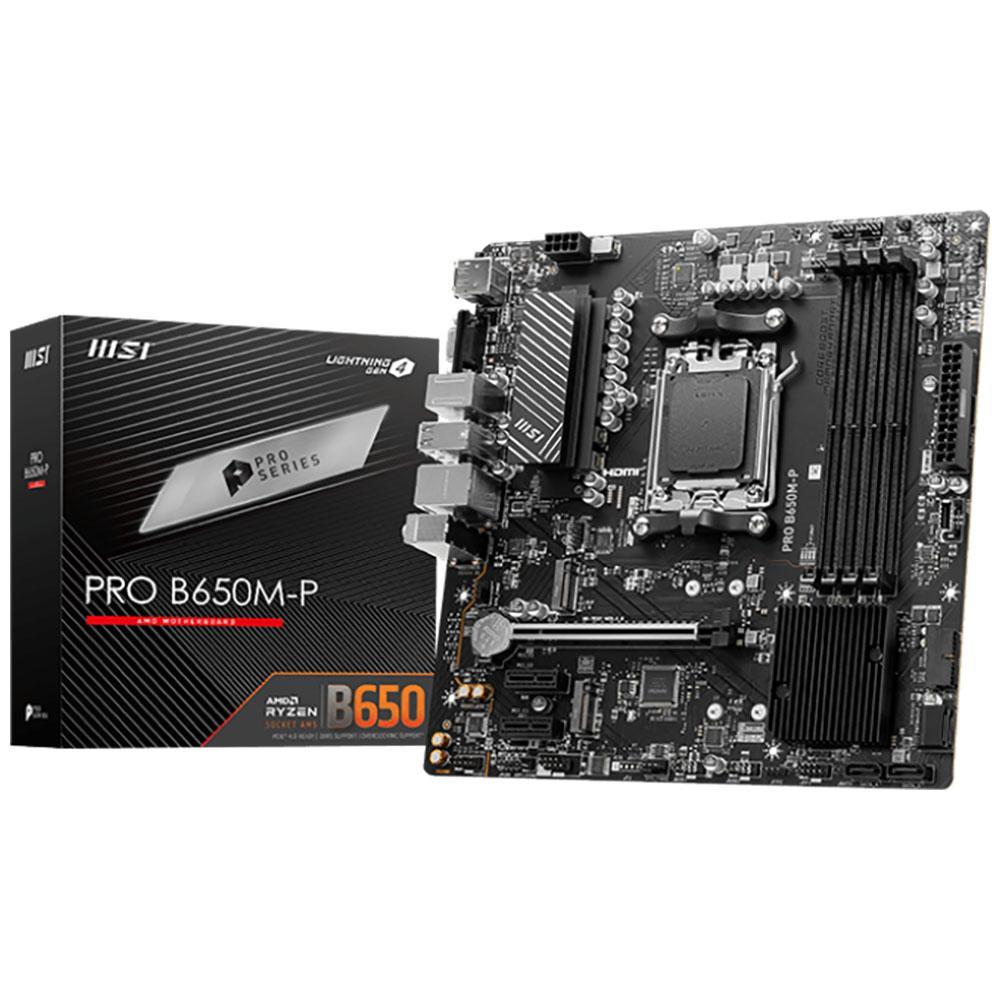 Материнская плата MSI PRO B650M-P SocketAM5 AMD B650 4xDDR5 mATX AC`97 8ch(7.1) 2.5Gg RAID+VGA+HDMI+DP - фото 1 - id-p216230591