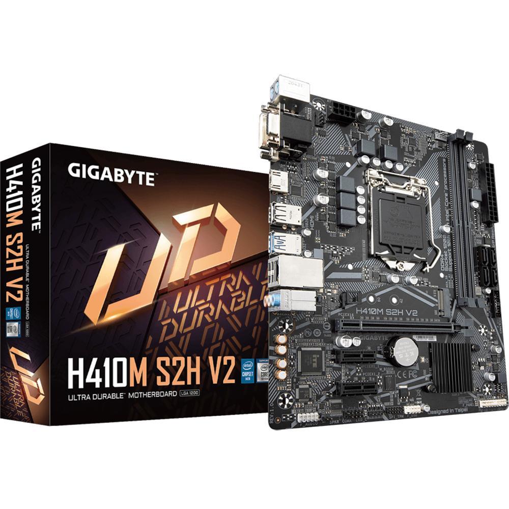 Материнская плата GIGABYTE H410M S2H V2 (RTL) LGA1200 H470 PCI-E Dsub+DVI+HDMI GbLAN SATA MicroATX 2DDR4 - фото 1 - id-p203911364