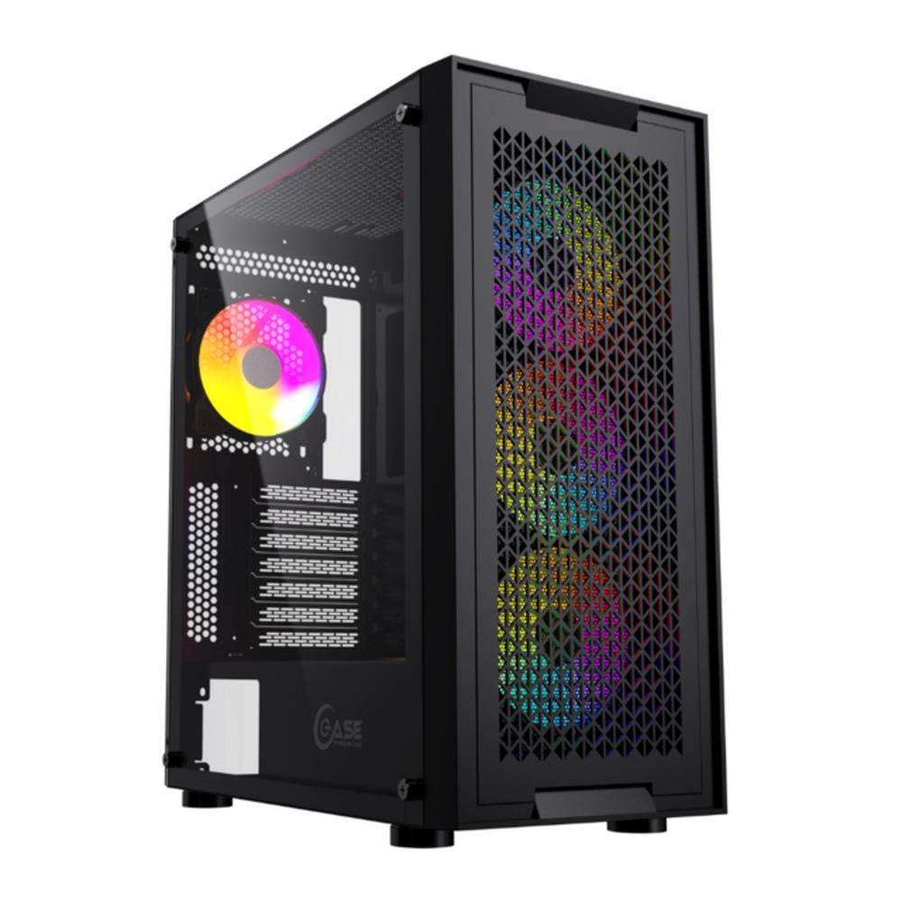 Корпус ATX Без БП Powercase Attica X4B (CAEB-L4), Tempered Glass, 4x 120mm 5-color fan, чёрный, E-ATX - фото 1 - id-p212725206