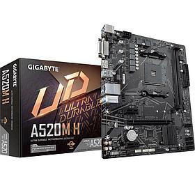 Мат. плата GIGABYTE A520M H (RTL) AM4 AMD A520 PCI-E DVI+HDMI GbLAN SATA MicroATX 2DDR4