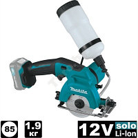 Makita CC301DZ, Пила алмазная аккумуляторная (плиткорез),10.8В Li-ion, ф85х15мм, рез-25.5мм, 1.8кг, угол-45гр,